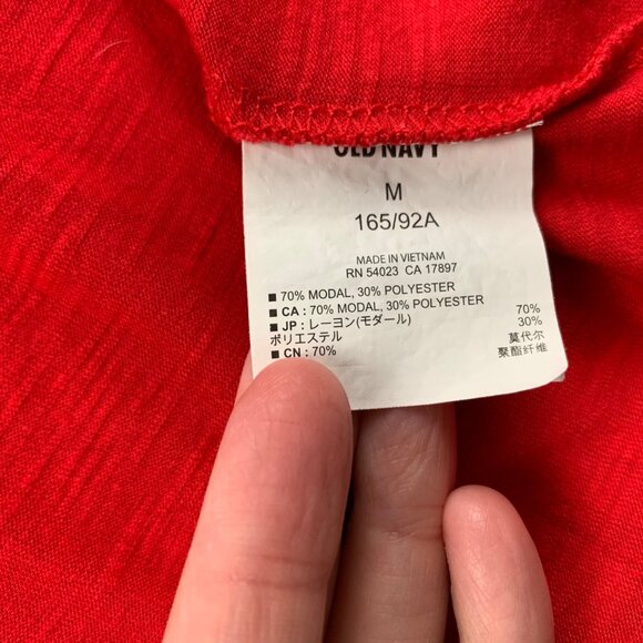 Old Navy Apple of My Eye Red Jersey Slub Knit Wrap Front Mini Dress M - Picture 4 of 7